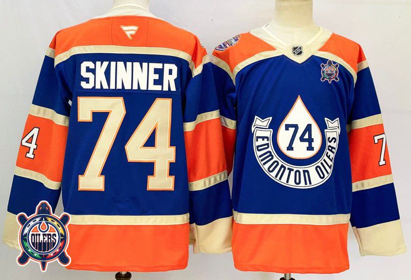 Men Edmonton Oilers #74 Skinner Blue Fanatics 2025 NHL Jersey style 3